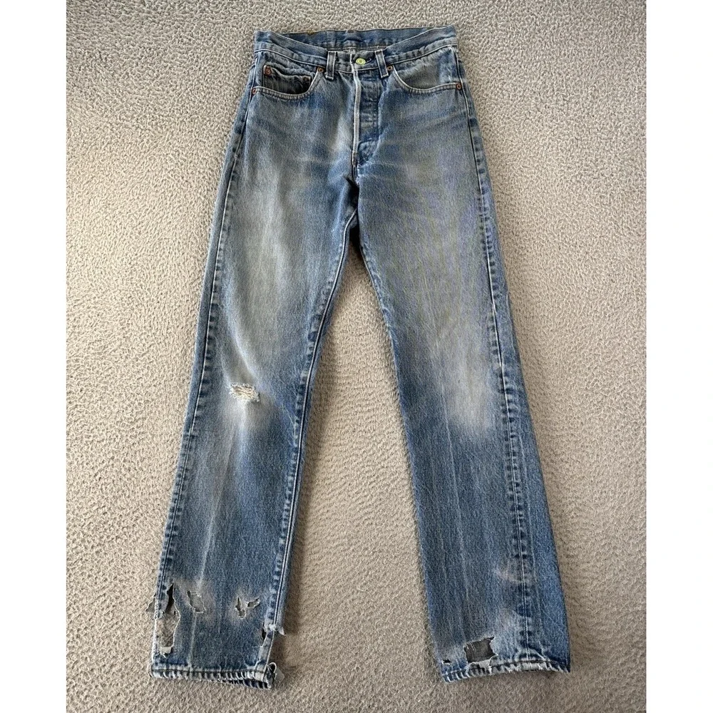 Vintage Levis 501 Jeans Mens Fits 27x30 Distressed Button Fly 80s USA *READ